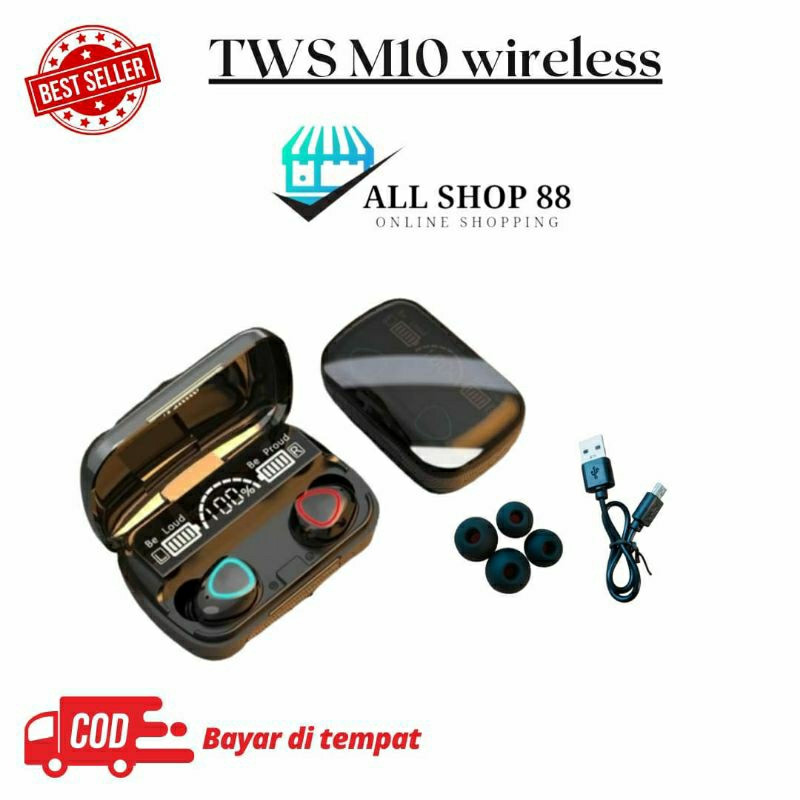 Headset Bluetooth TWS EARPHONE M10 Digital Indicator V5.1 BLUETOOTH Wireless