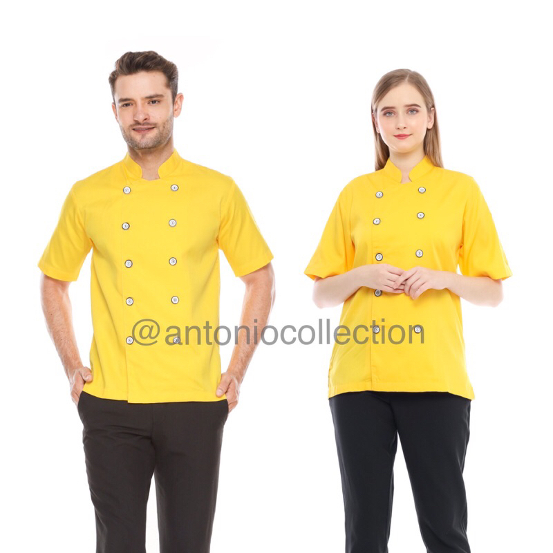 Baju Koki / Chef Jacket Kuning Lengan Pendek