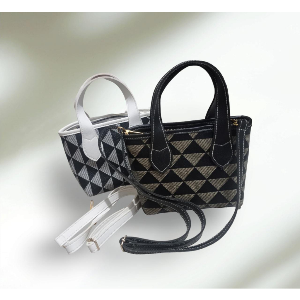 Slingbag Motif Houndstooth / Tas Selempang Wanita Kekinian / Slingbag Square Liana