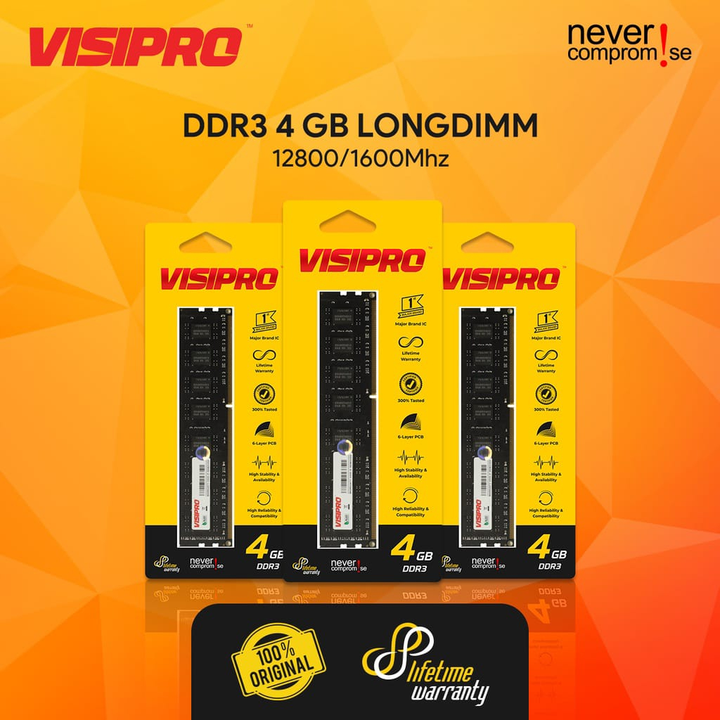 ITSTORE Memori RAM VISIPRO DDR3-4GB 8GB 12800ntuk PC/KOMPUTER/LONGDIMM/LDIMM