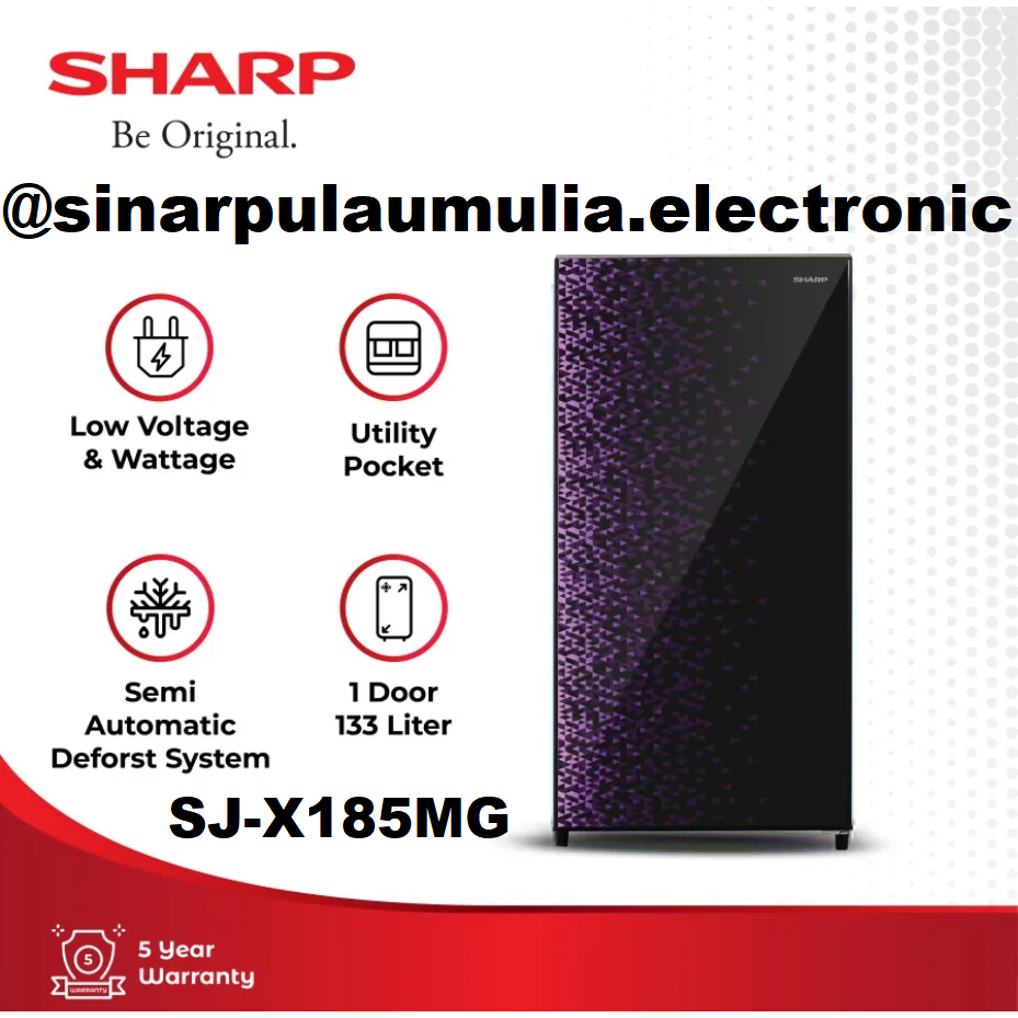 Sharp Kulkas 1 Pintu 166L Low Watt - SJX185MG / SJ X 185 MG / SJ X185MG / SJ X185 MG