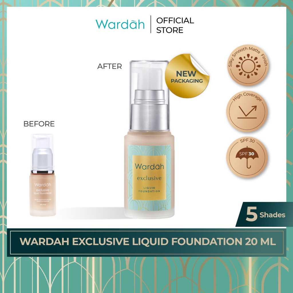 Wardah Exclusive Liquid Foundation - Foundation Matte Yang Tahan Lama Hingga 8 Jam - Alas Bedak dengan SPF 30 - Hasil Akhir Flawless