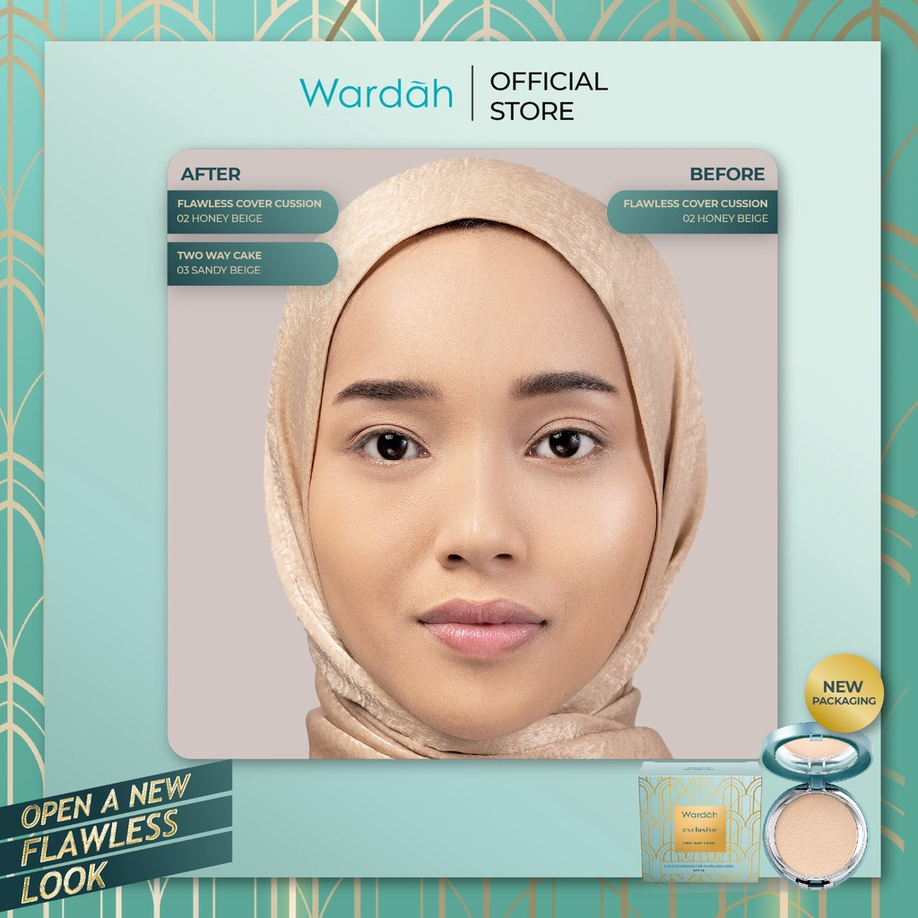 Wardah Exclusive Two Way Cake Refill - Bedak Dengan Tingkat Coverage Tinggi Yang Halus dan Tahan Lama - Dilengkapi SPF 15 PA