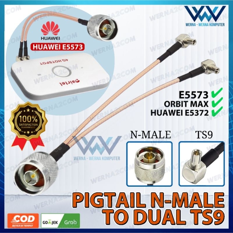 Pigtail N MALE to Dual TS9 untuk Modem Huawei E5573 Orbit Max E5577