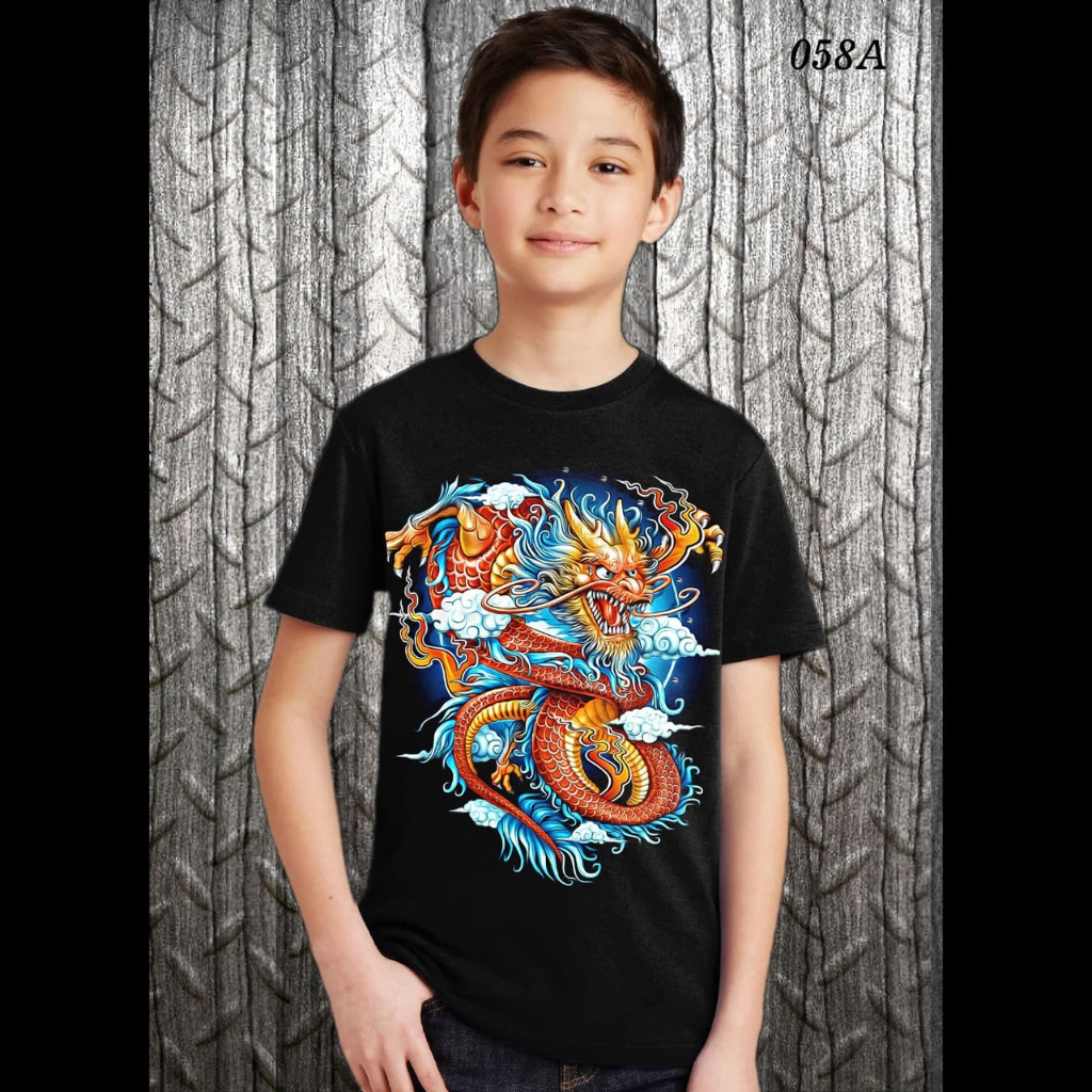 Kaos distro anak Umur 5tahun - 13tahun motif Naga RYU / Kaos anak-anak