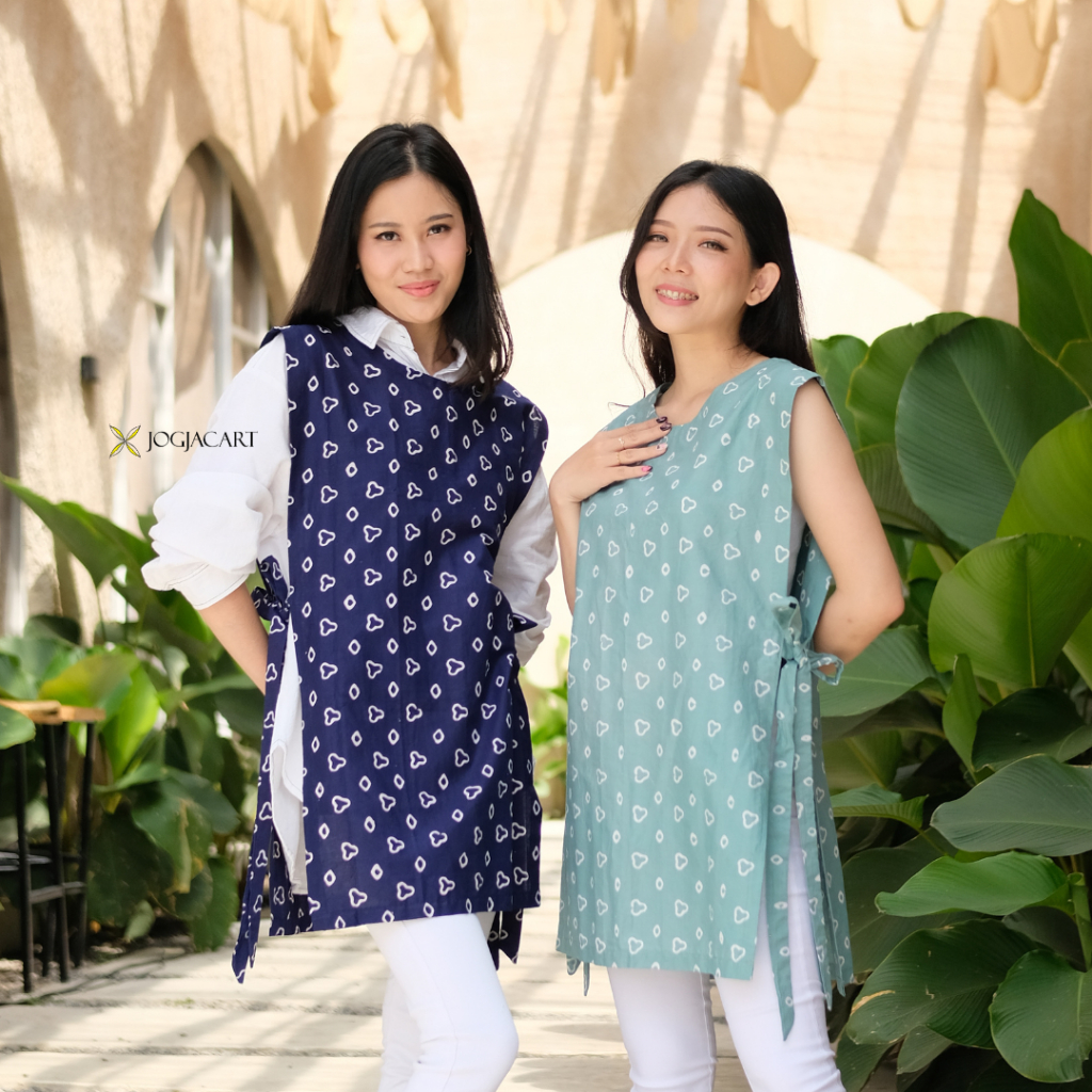 JOGJACART - RENATTA Long Vest - Outer Bolero Batik Wanita Modern Tanpa Lengan Vest Batik Baju Kerja 