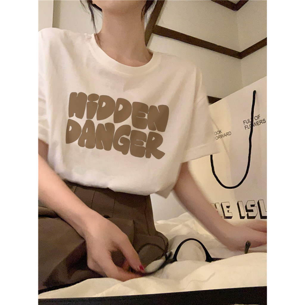 EUNII T-shirt Lengan Pendek Cartoon Bear Ear Korean Style/Kaos Atasan Wanita/Baju Kaus Oversize Wanita/Kaos Wanita