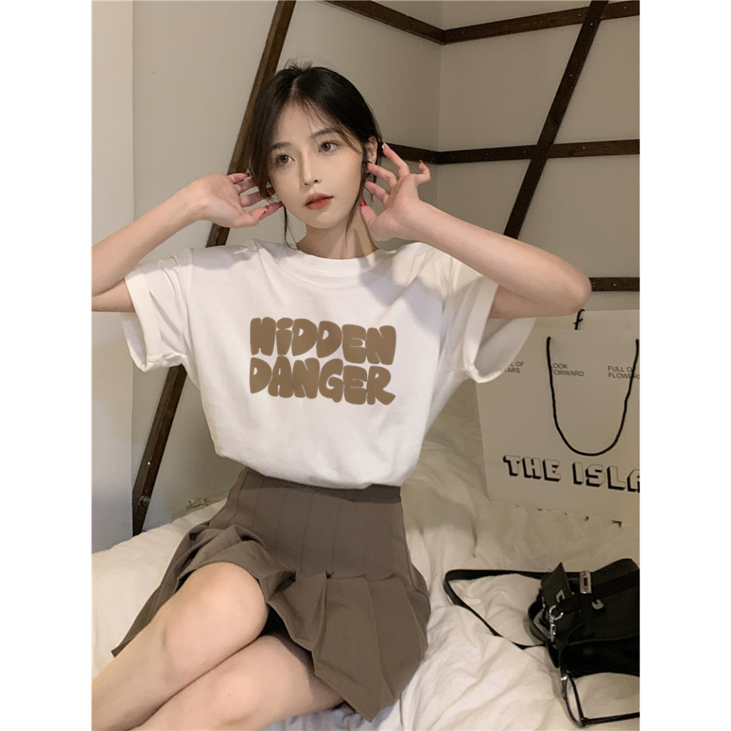 EUNII T-shirt Lengan Pendek Cartoon Bear Ear Korean Style/Kaos Atasan Wanita/Baju Kaus Oversize Wanita/Kaos Wanita