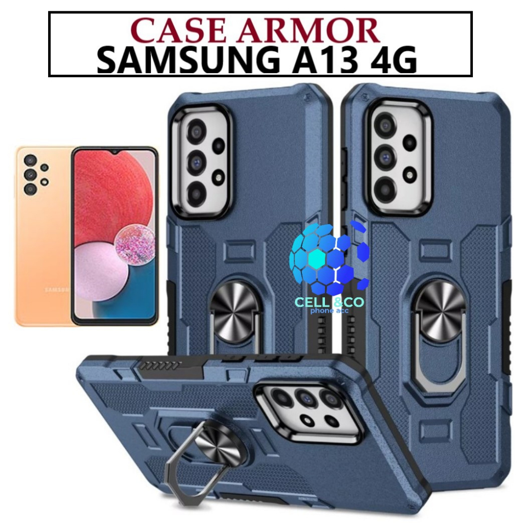 Case Armor New SAMSUNG GALAXY A13 4G Iring Cincin Magnetic Kesing Hp Protect kamera Premium Hard Case Standing Robot Pelindung Kamera