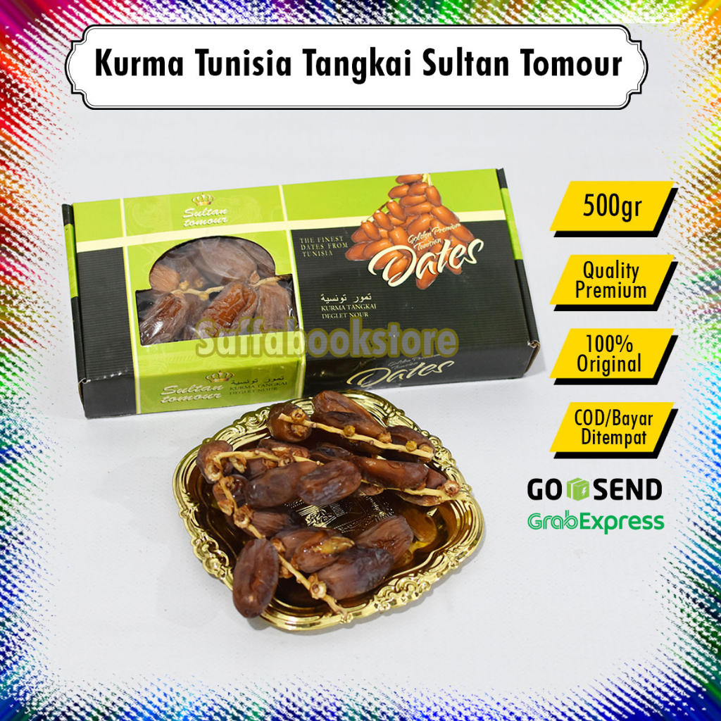 

Kurma Sultan Tomour Dates Tunisia Tangkai Palm Fruit 500gr Golden Premium Quality Original