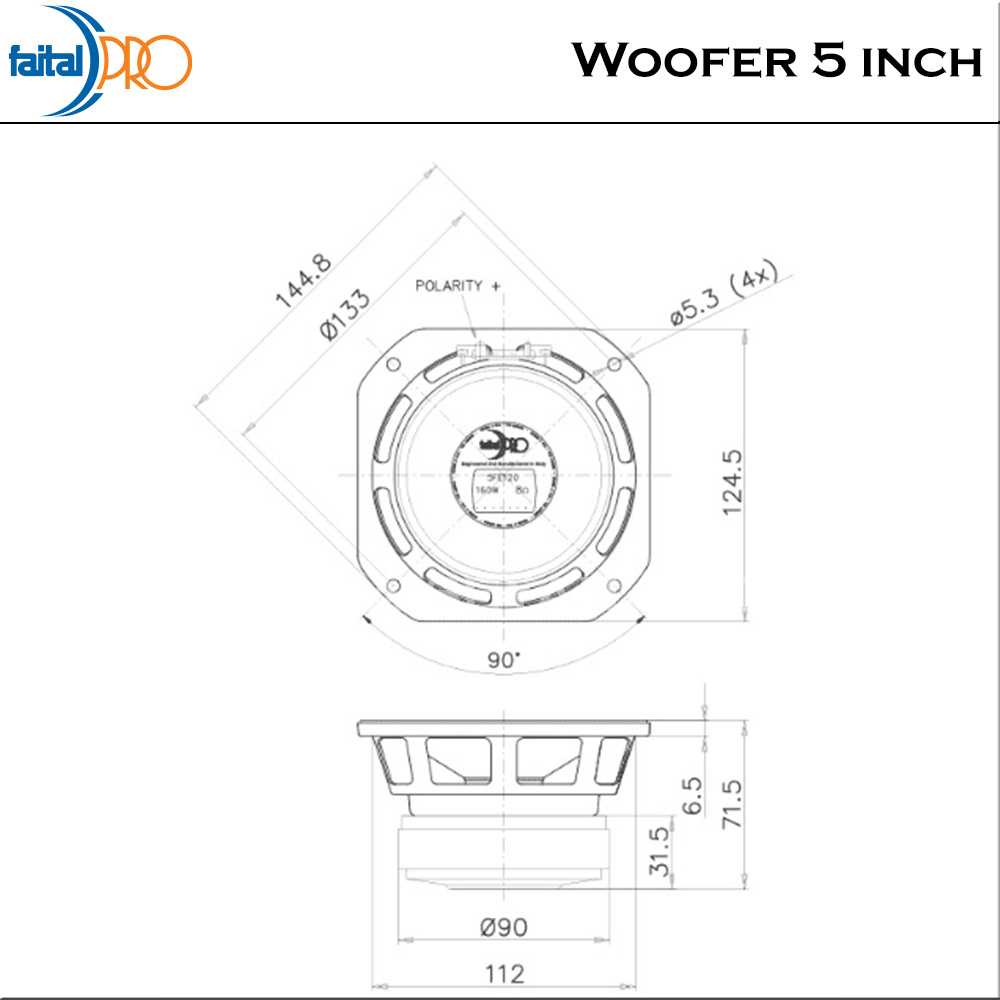 Faital Woofer Speaker Komponen 5 inch 5FE120 8 ohm Aluminum