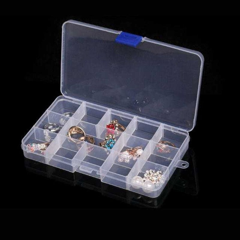 ALICE 15 Grid Kotak Penyimpanan Perhiasan Organizer Plastic Jewelry Box - AL85