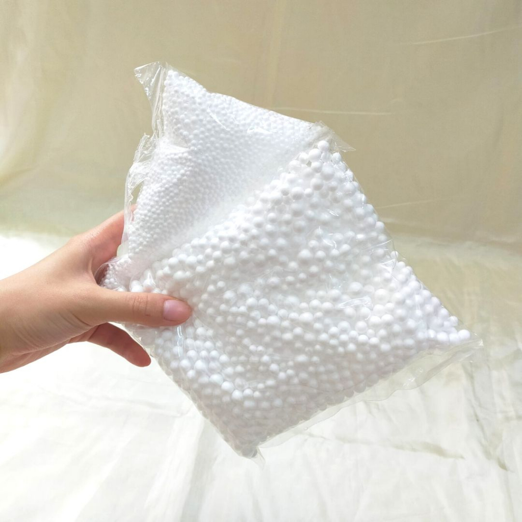 Biji Butiran Gabus Styrofoam Putih Warna Warni Biji Besar/Kecil