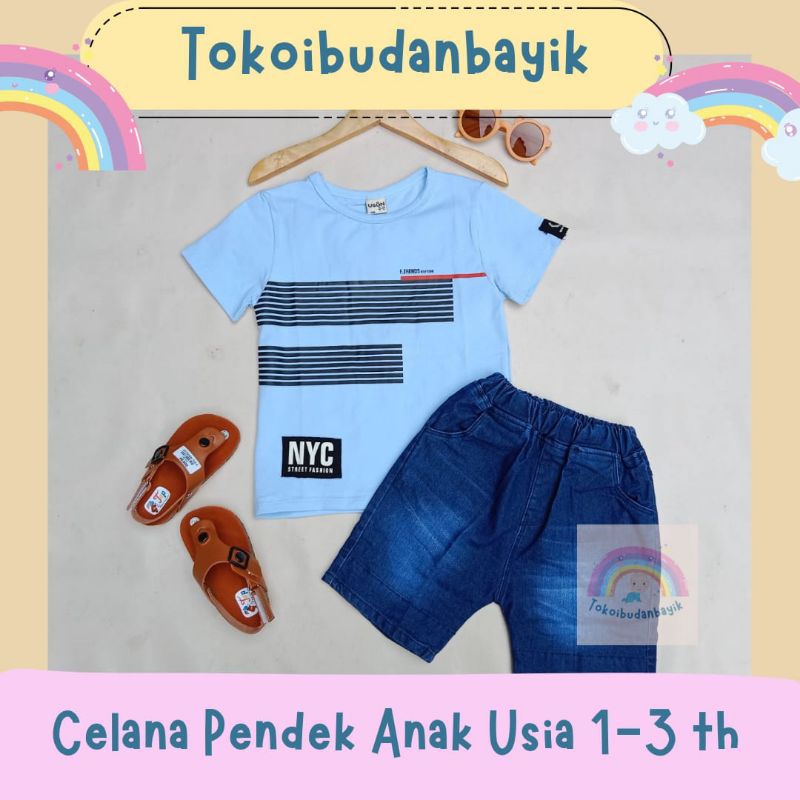 Setelan Kaos Anak Cowok USON Import Premium Celana Jeans dan Kemeja