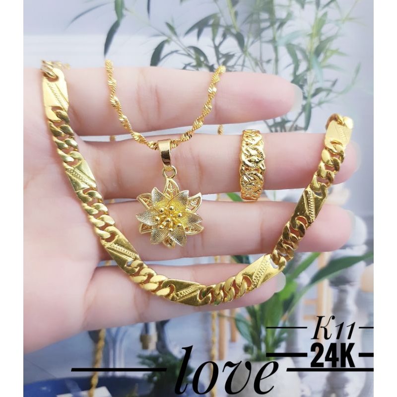 Satu Set Perhiasan Xuping Wanita Lapis Emas 24K Cantik Terbaru 2903a1