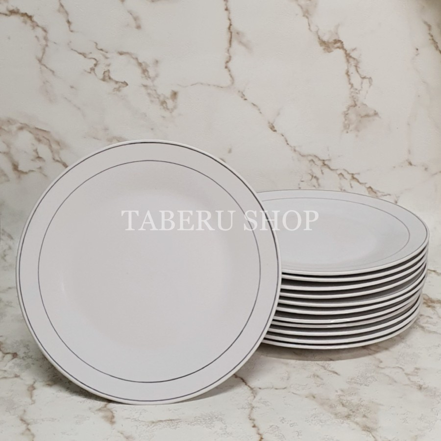 Piring Makan Keramik Porselen CEPER List Emas 9 Inci