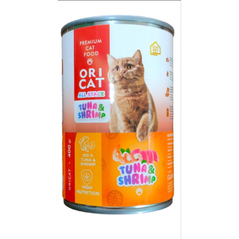 Paket 12 pcs Makanan Kucing Ori Cat kaleng Wet food 400gr- Tuna &amp; shrimp