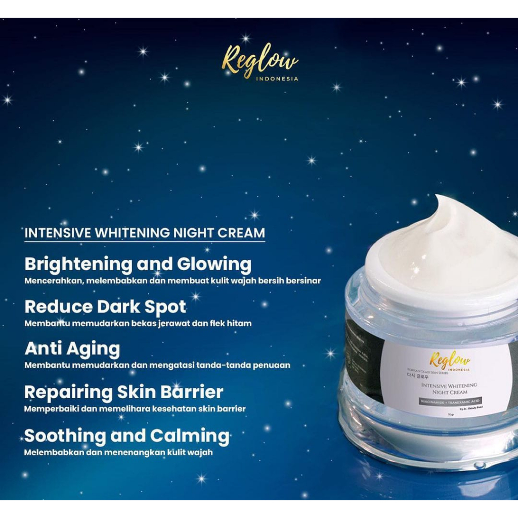 Reglow Paket Lengkap Korean Glass Skin Series Dengan Serum - Night Cream untuk Flek hitam kulit Kusam dan Jerawat