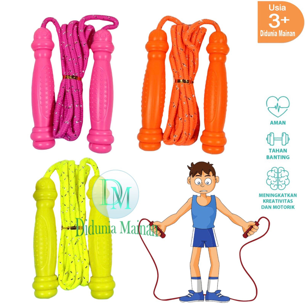 Lompat tali mainan olahraga anak sport skipping jump rope warna warni