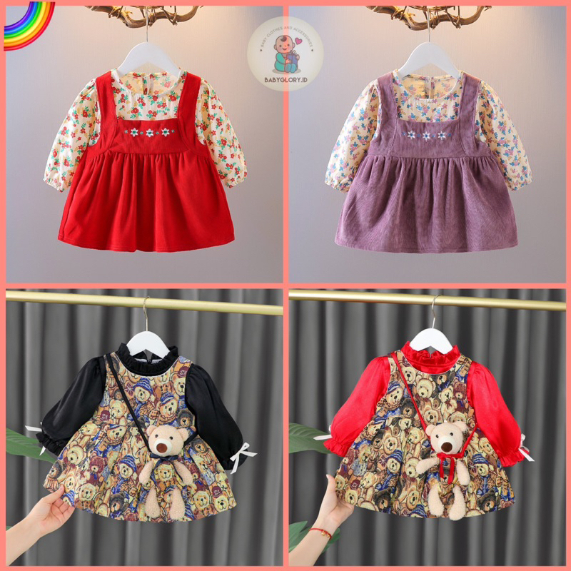 Baju Dress anak setelan Lucu style Rompi Lengket Import Dress Anak Korea import