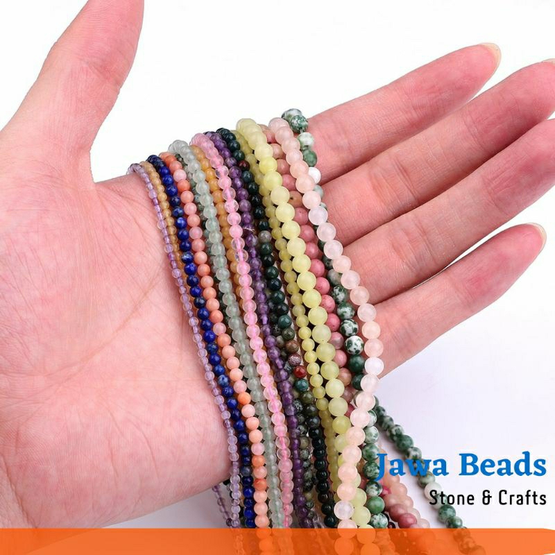 Manik Batu Alam 4mm Kuarsa Bulat Alami