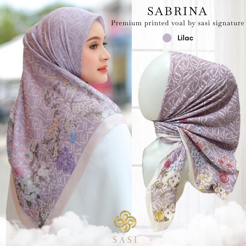 SASIOFFICIAL / Segi empat  hijab voal motif premium lasercut MONOGRAM VANILA SERIES EVERYDAY SCARF  