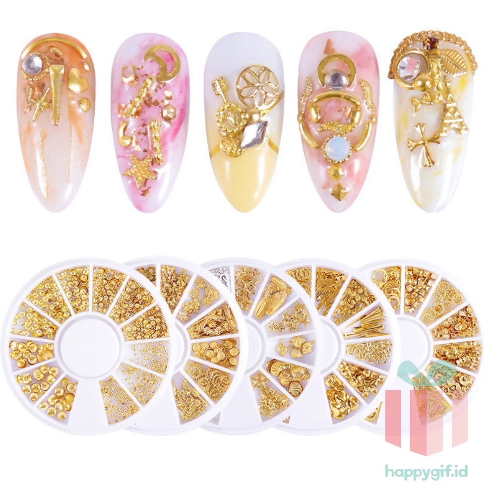 DIY AKRILIK NAIL ART ACCESSORIES HIASAN KUKU SILVER ROSE GOLD WHEEL MENICURE AKSESORIS KUKU NAIL ART