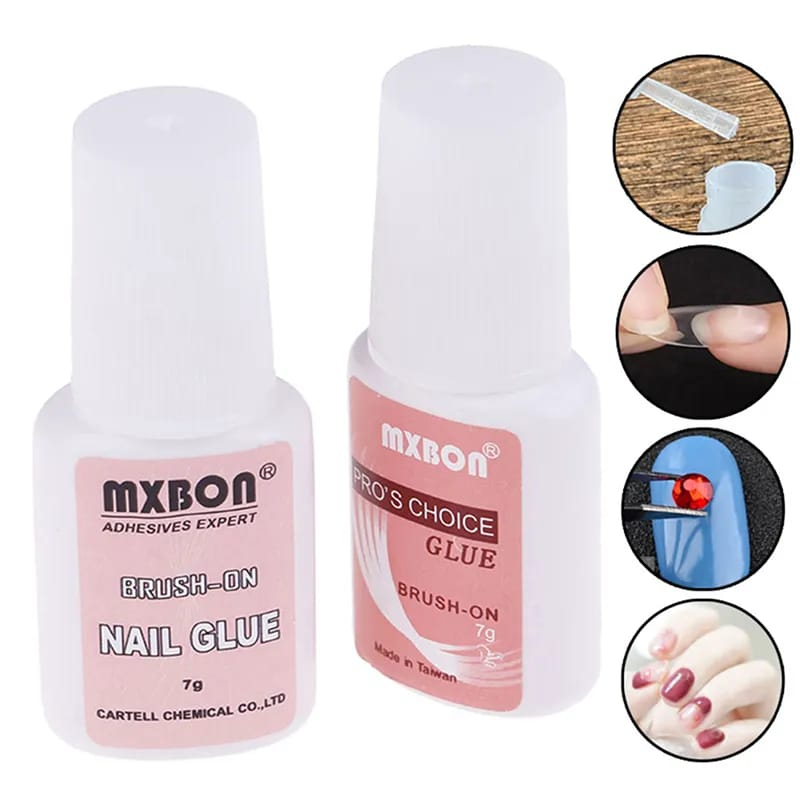 LEM KUKU PALSU AKRILIK GLITTER MXBON CEPAT KERING DENGAN BRUSH UNTUK NAIL ART NAIL GLUE