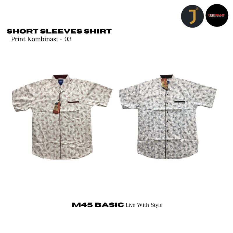 M45 Shirt  Kemeja Pendek Pria Print Kombinasi - 03  M45 Basic