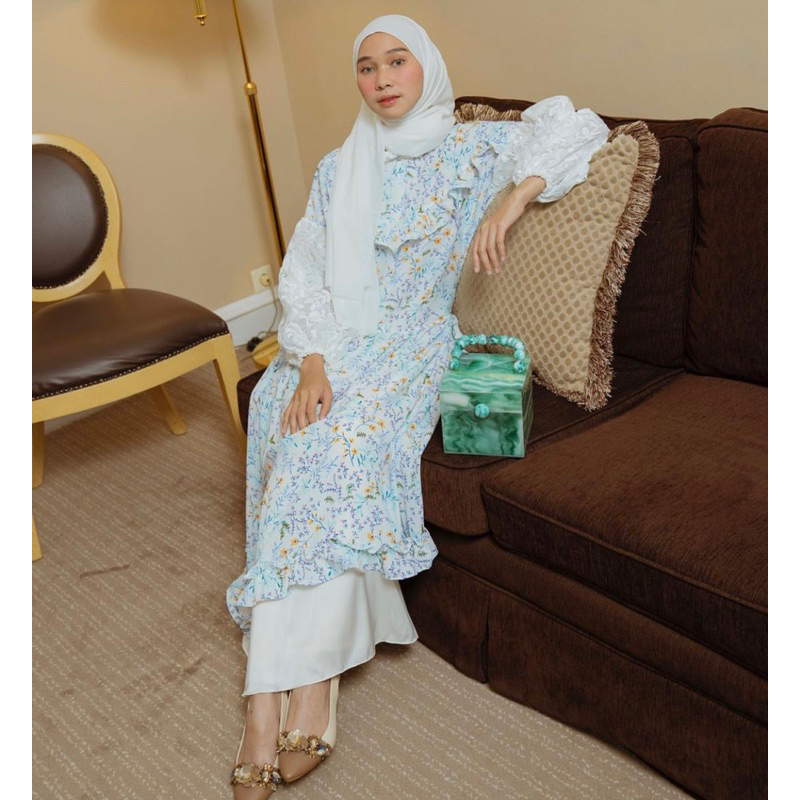 Preloved HaideeOrlin Midi Raya Levina/preloved midi dress bunga haidee orlin/preloved tunik gamis ha