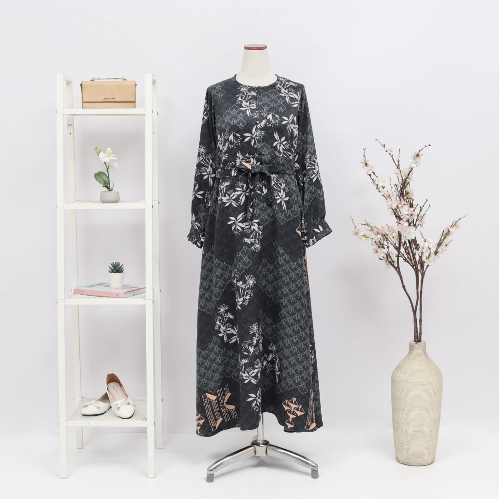 Salim Moslem - Busana Muslim/Sarimbit Keluarga Muslim/Sarimbit Family/Gamis Family Couple Amara Maxmara Lux Hitam