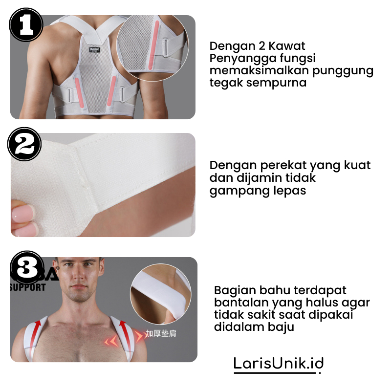 Corrector Penegak Punggung Alat Bantu Terapi Kesehatan Penyangga Penyanggah Penahan Korektor Postur Ikat Punggung Bungkuk Skoliosis Back Posture CORRECTOR JINGBA Pria Wanita Original New Premium Original