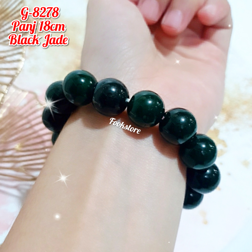 GELANG DEWASA BATU GIOK NATURAL GELANG ELASTIS GIOK UK 10 mm