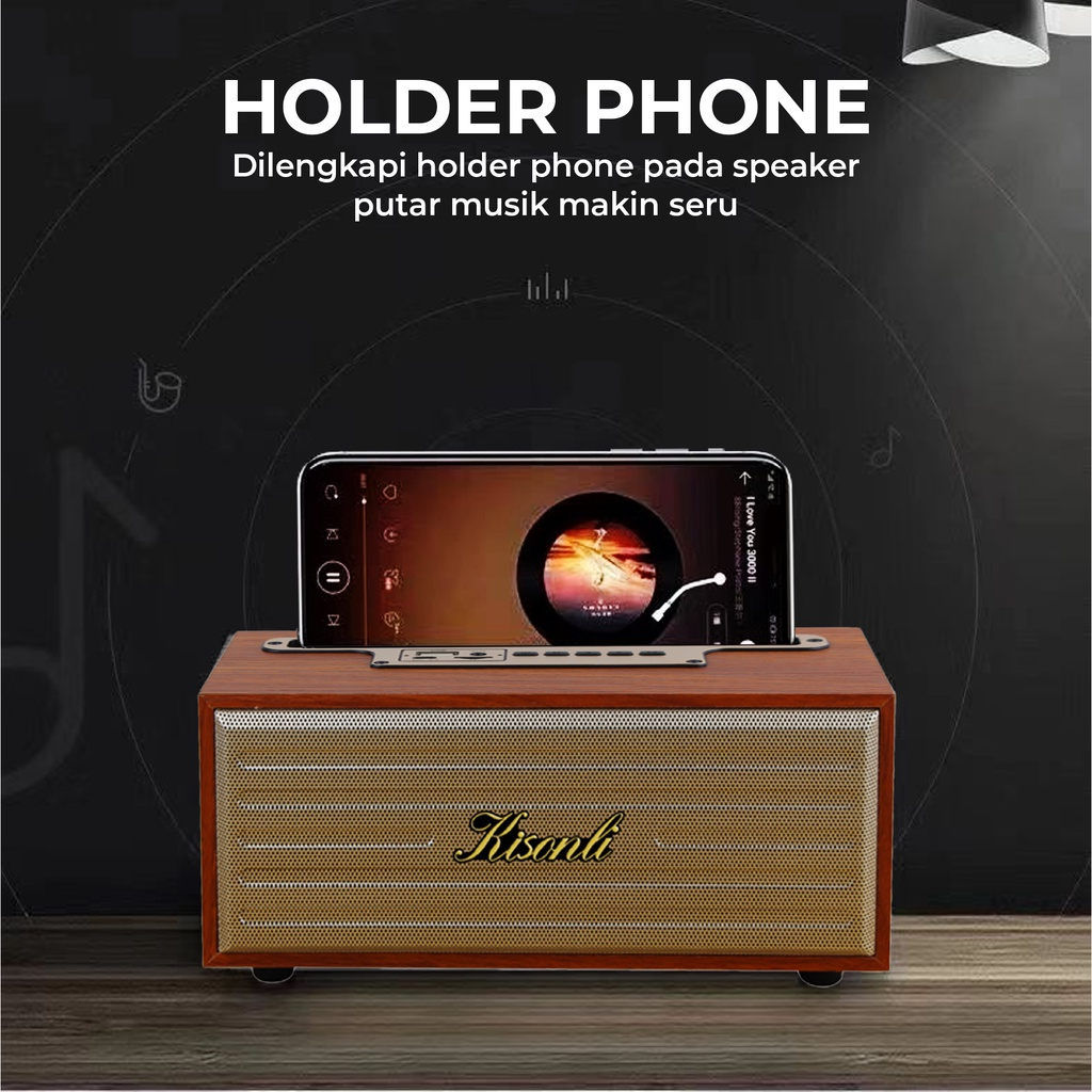 Speaker Bluetooth Kisonli Portable Retro Klasik Wooden G12A - XOBOX