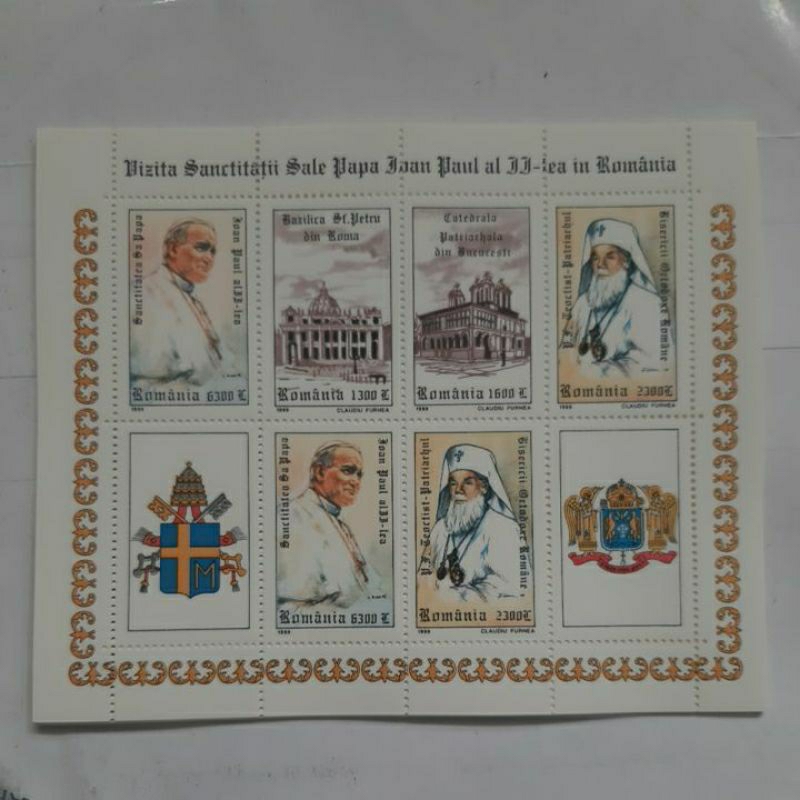 

Perangko Romania John Paul sheet 8 prangko