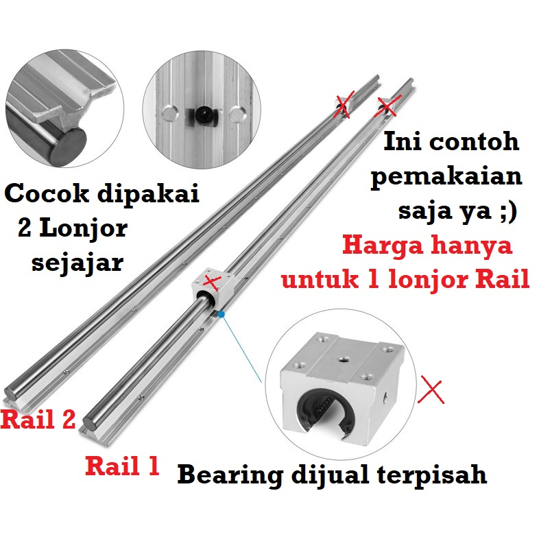 [HAEBOT] Rail SBR25 100cm Rel Linear Shaft As 25mm Stainless 1000mm CNC Linear Motion X axis Y Industri Plasma Router Mesin Mekanik