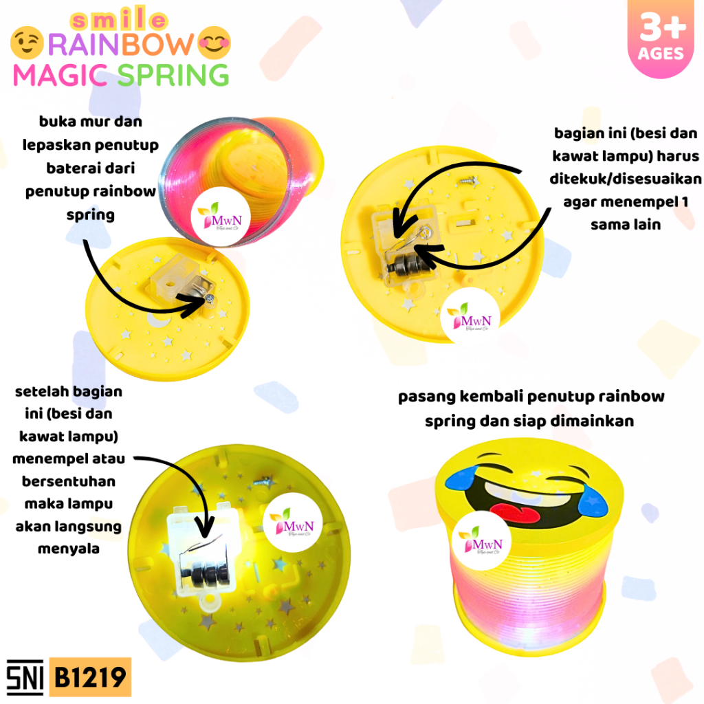 MWN Mainan Rainbow Magic Spring SMILE lampu Diameter 6,5 cm