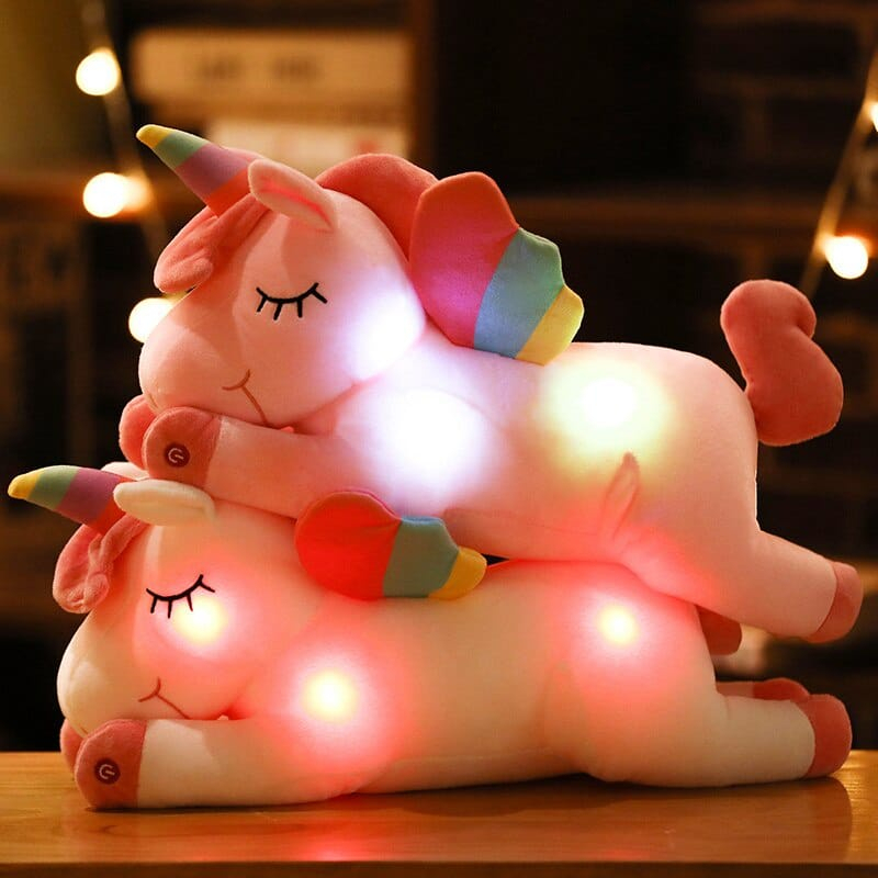 Boneka Unicorn LED Kuda Poni Lying XL Bahan Plush Mainan Anak