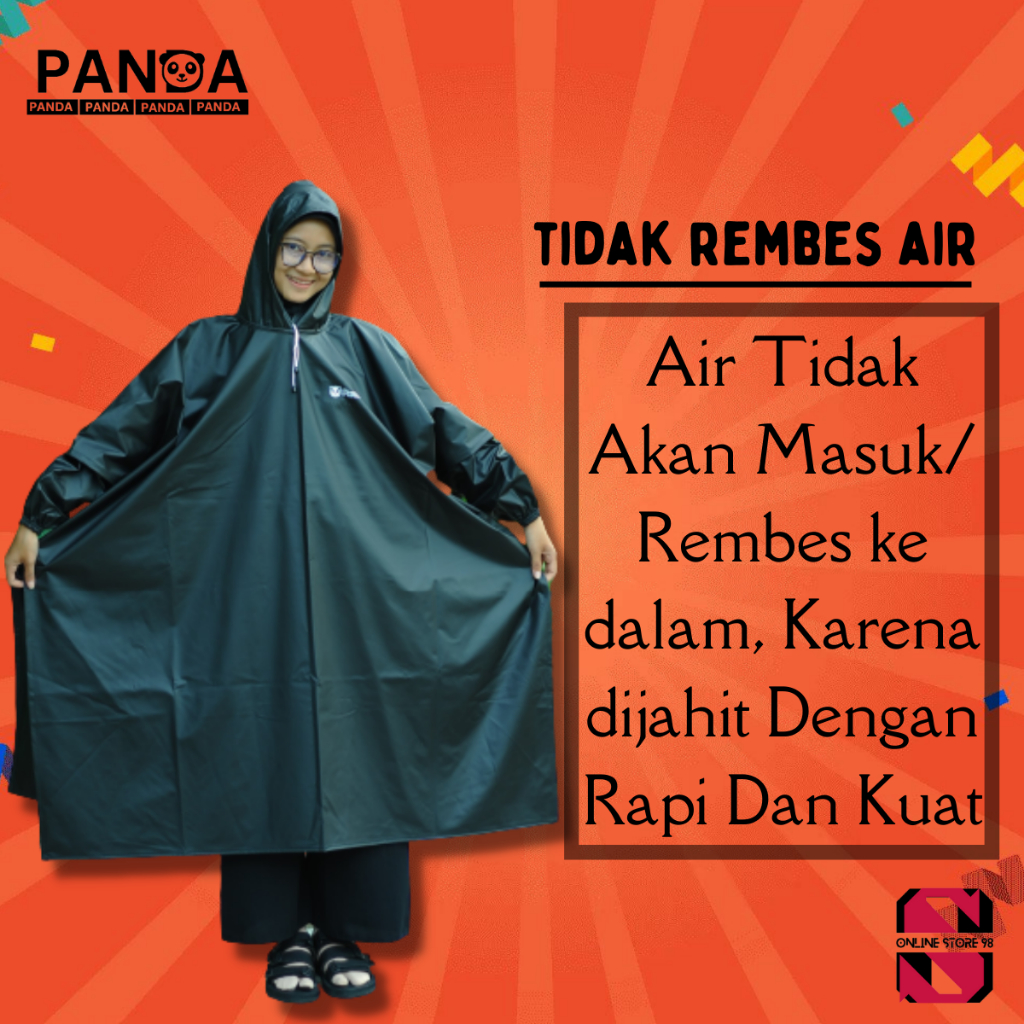 Jas Hujan Ponco Kelalawar By Panda Bahan Karet PVC Tebal dan Elastis Ukuran Jumbo Garansi Original