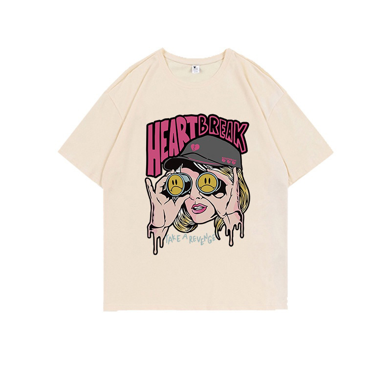 kaos hitam oversize wanita korean style lengan pendek cartoon character graffiti print T-shirt import kekinian kaos hitam