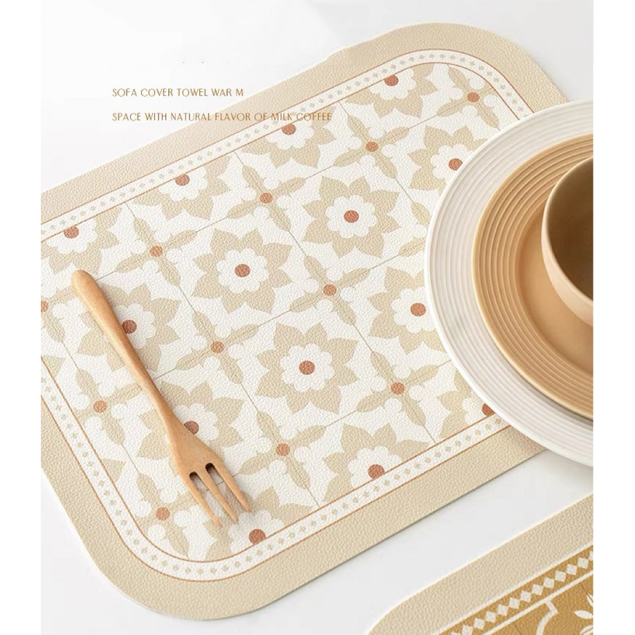 Tatakan Piring Placemat 45x30cm Waterproof Bahan PVC Table Mat Autumn Design