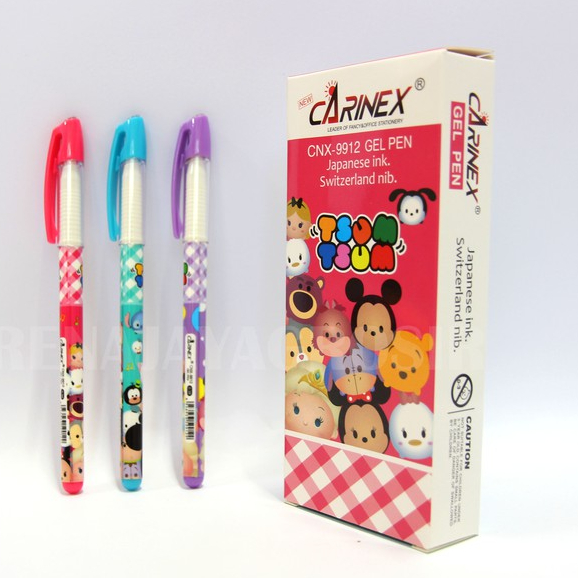 

(1pak/12pcs) Gel Pen / Pulpen motif karakter tsum-tsum / bolpen 0.38mm / carinex cnx-9912