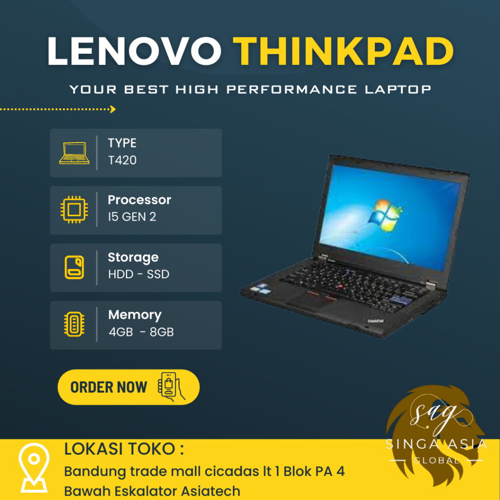 Laptop Lenovo Thinkpad T420 Core i5 Gen 2 Ram 8GB Ssd 256GB