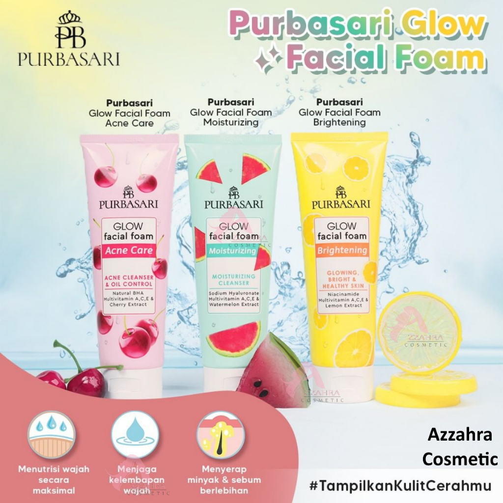 Purbasari Glow Facial Foam Brightening | Acne Care | Moisturizing