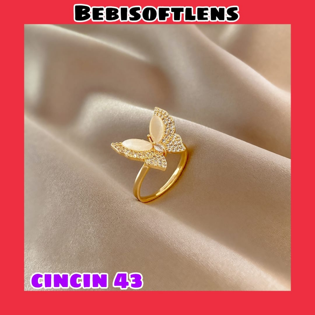 Cincin 43 Fashion wanita Cincin Unik Lucu Keren Bisa diatur Sizenya size 6 s/d size 7.5 /Deluna /BB