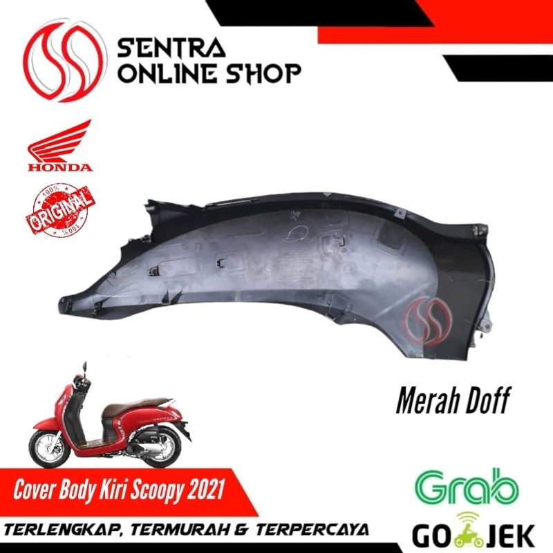 Cover body bodi kiri scoopy new prestige 2021 merah doff dop original