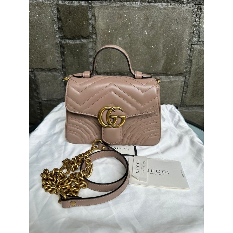 SOLD ❌️❌️Gucci Marmont Mini GG top handle beige