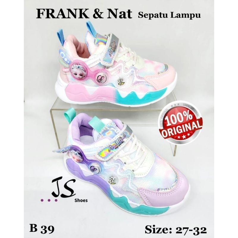 FRANK N NAT B 39 - SEPATU SNEAKERS SEPATU SEKOLAH ANAK CEWEK MERK FRANK N NAT ( LAMPU )