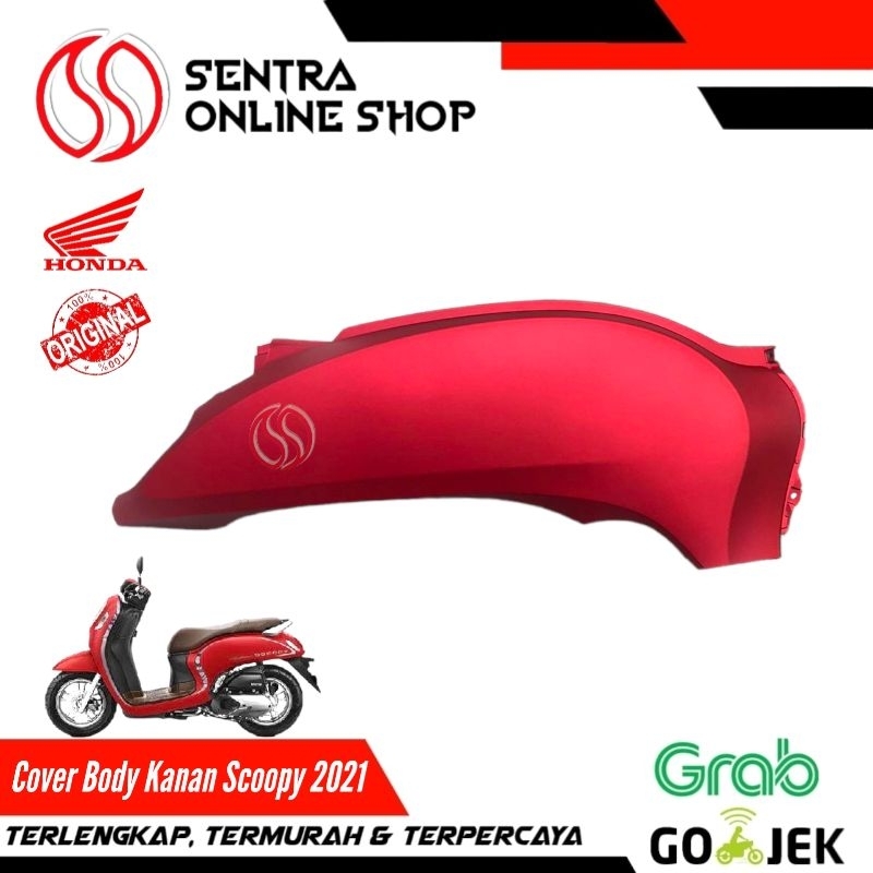Cover body bodi kanan scoopy new prestige 2021 merah doff dop original