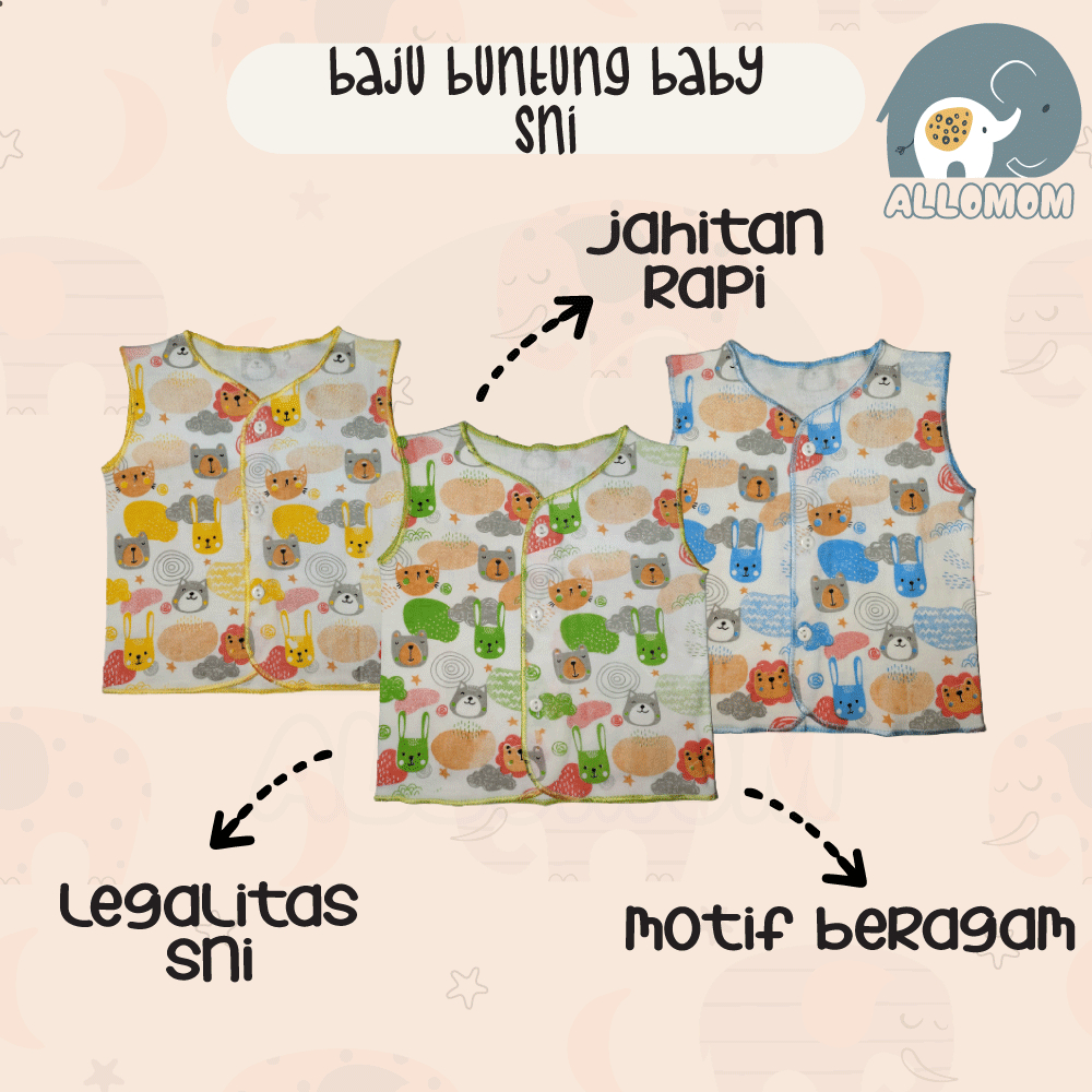 Baju Bayi Tanpa Lengan Newborn Motif Karakter / Baju Baby Neci Polos Warna